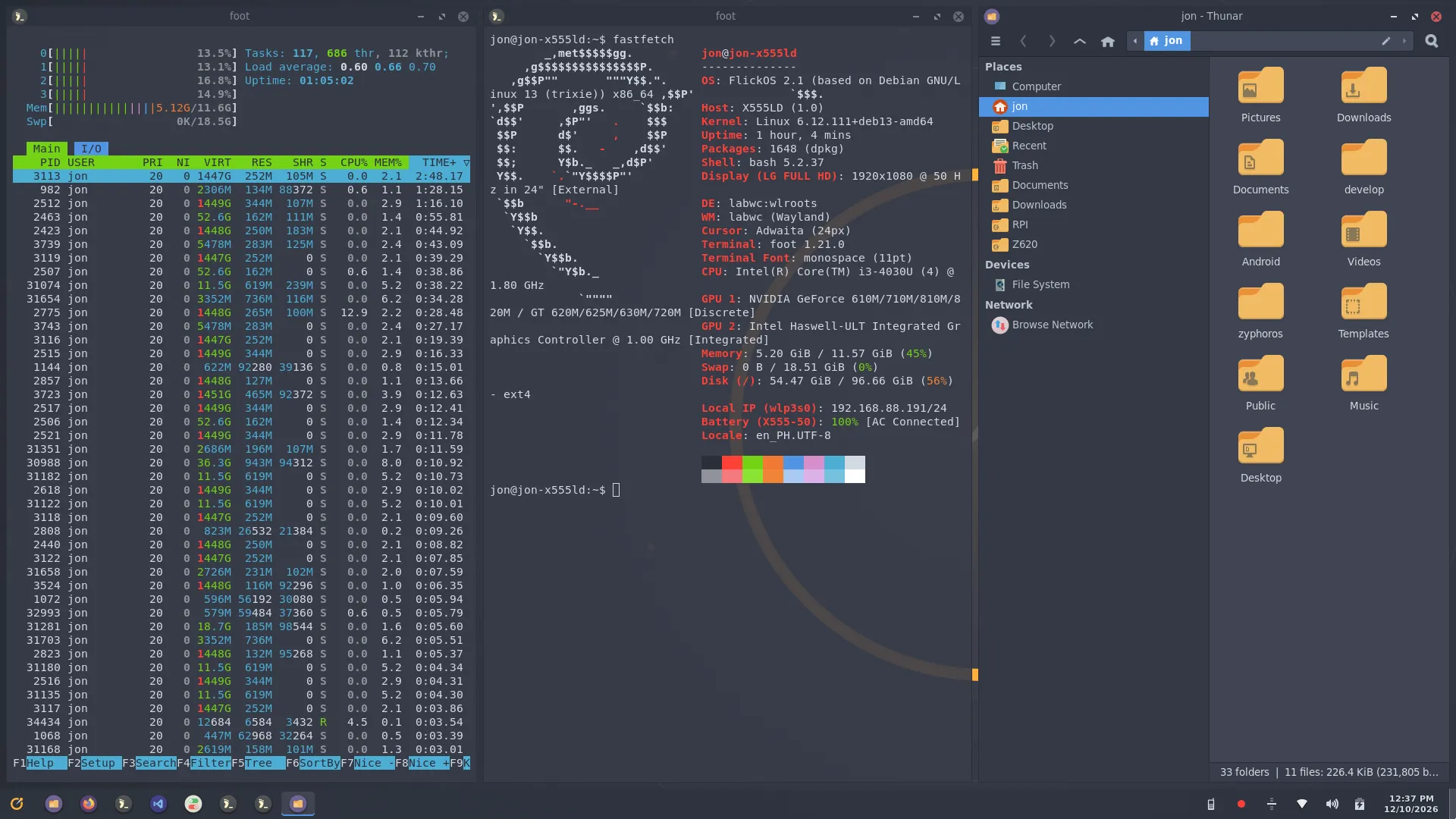 FlickOS window tiling — Columns
